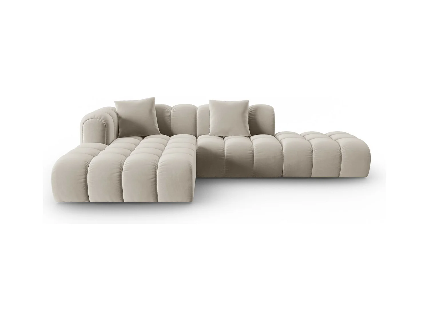 CXL by Christian Lacroix - Modulaire hoekbank links "Clotilde" 4 zitplaatsen, Flueel, Ecru - 309x190x70cm