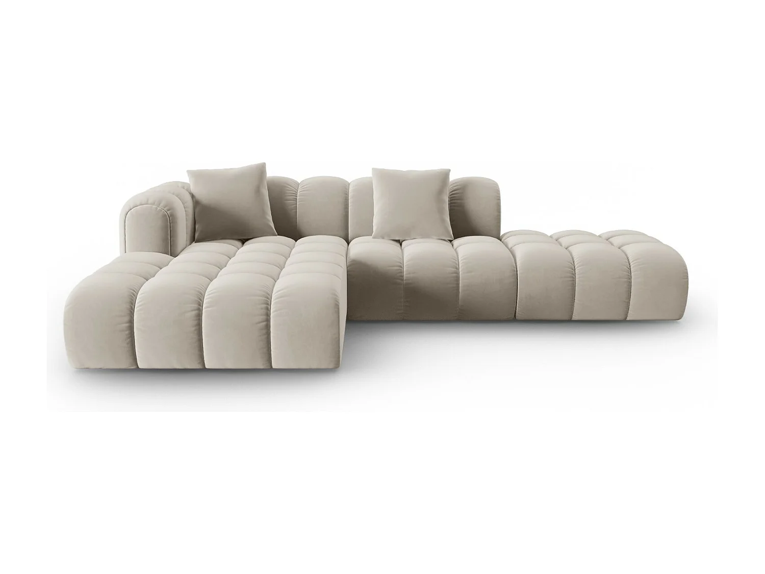 CXL by Christian Lacroix - Canapé d'angle gauche modulable "Clotilde" 4 places en velours écru - 309x190x70cm