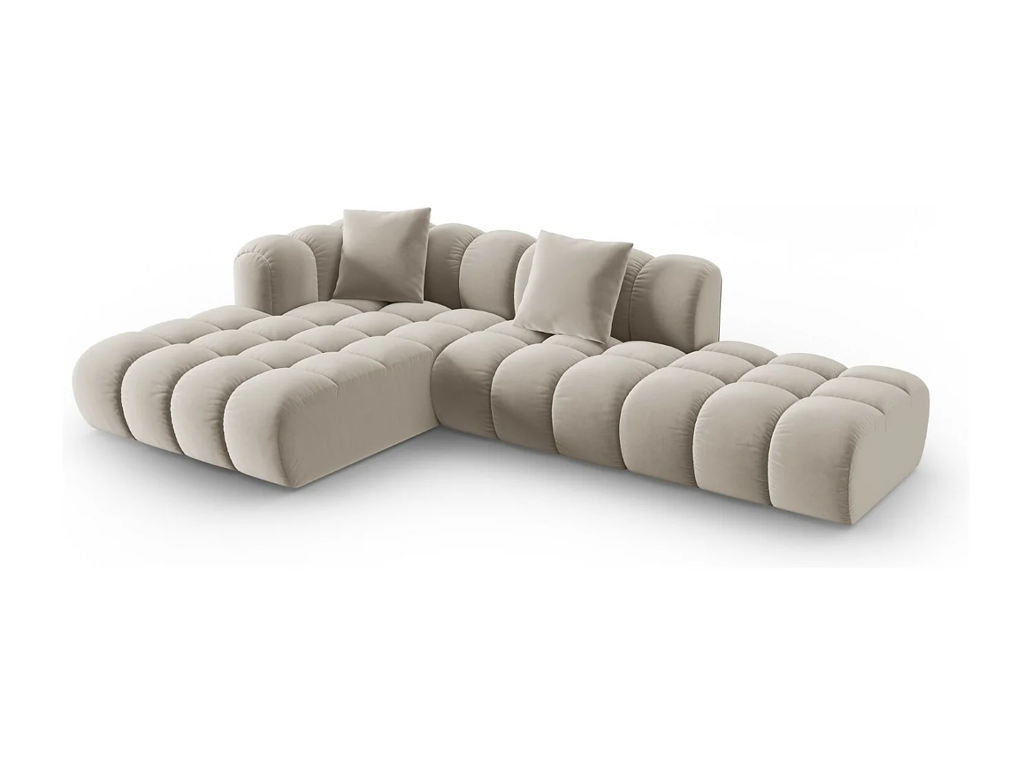 CXL by Christian Lacroix - Canapé d'angle gauche modulable "Clotilde" 4 places en velours écru - 309x190x70cm