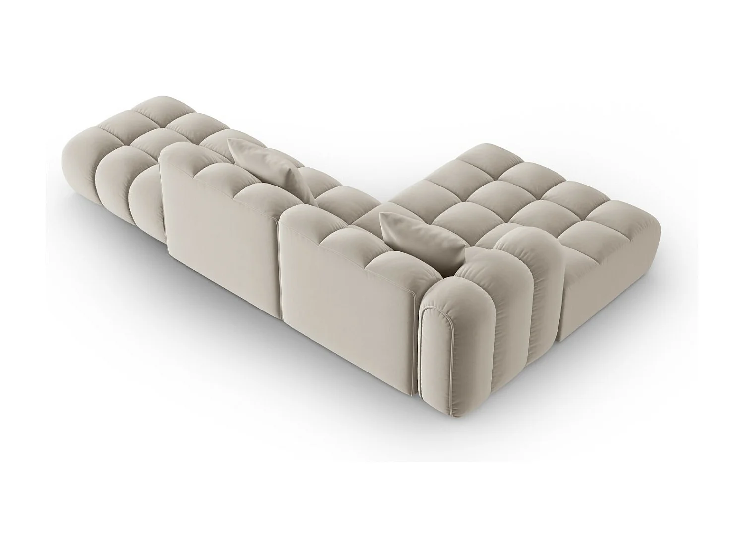 CXL by Christian Lacroix - Canapé d'angle gauche modulable "Clotilde" 4 places en velours écru - 309x190x70cm