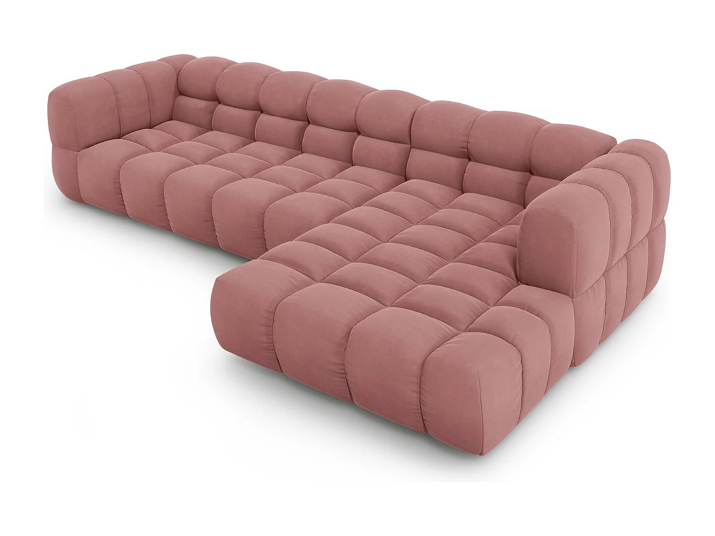 Cosmopolitan Design - Divano angolare modulare destro "Sky" 4 posti in velluto salmone - 300x162x75cm