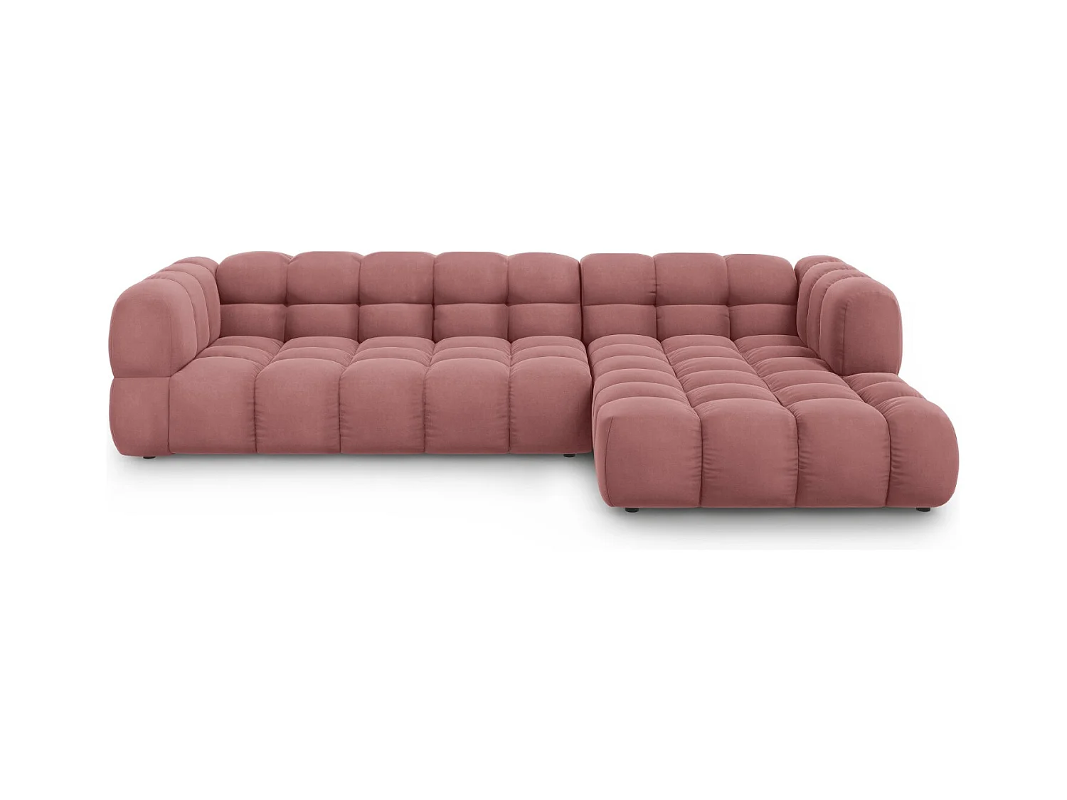 Cosmopolitan Design - Modulaire hoekbank rechts "Sky" 4 zitplaatsen, Flueel, Zalm - 300x162x75cm