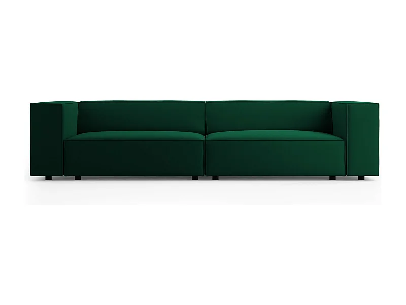 Cosmopolitan Design - Sofa, "Arendal" 4 miejsca welur, zielony butelkowy - 244x102x70cm
