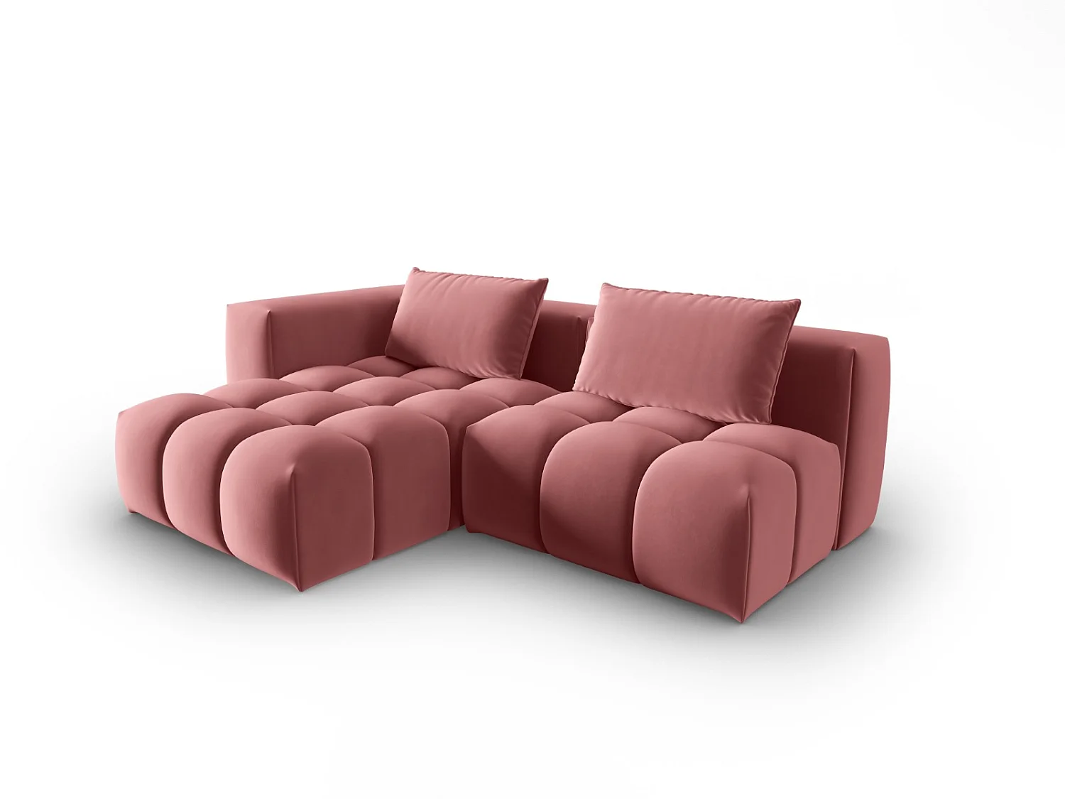 CXL by Christian Lacroix - Sofá esquinero modular izquierdo "Lorella" 3 plazas de terciopelo salmón - 205x145x70cm