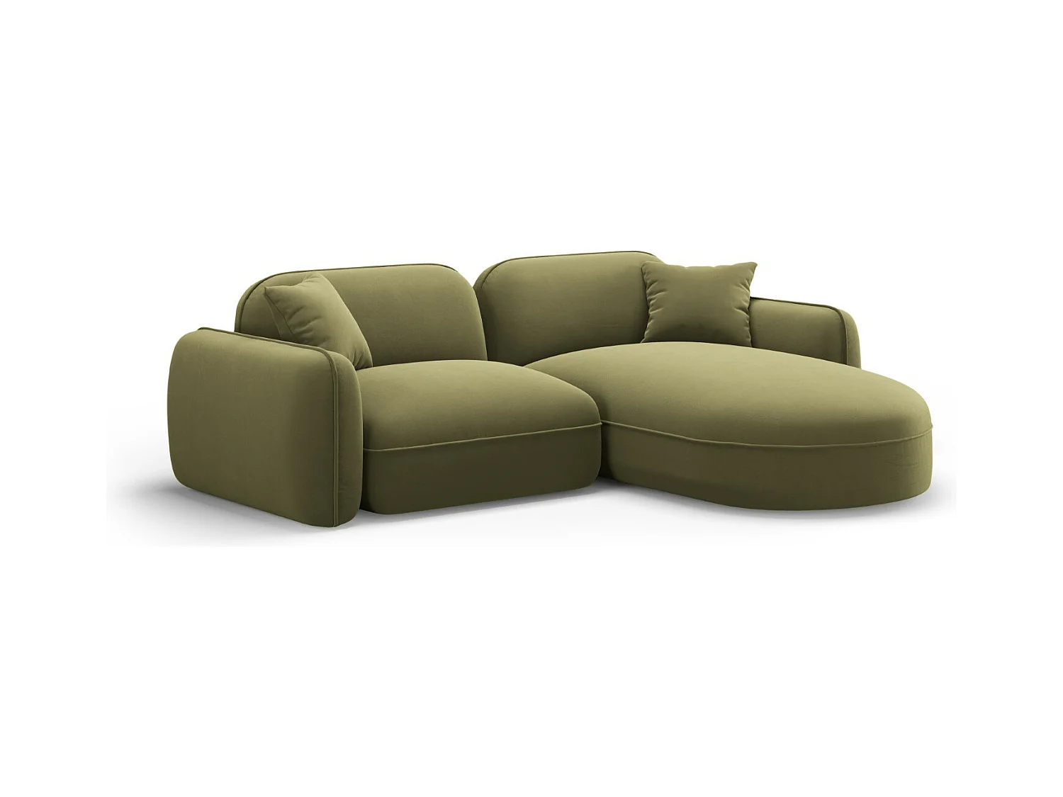 CXL by Christian Lacroix - Canapé d'angle droit modulable "Lucien" 3 places en velours vert clair - 230x165x70cm