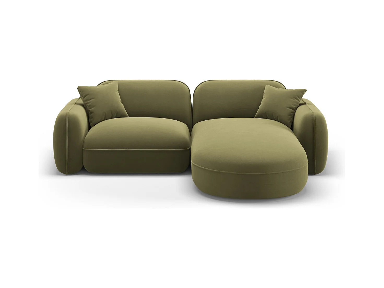 CXL by Christian Lacroix - Canapé d'angle droit modulable "Lucien" 3 places en velours vert clair - 230x165x70cm