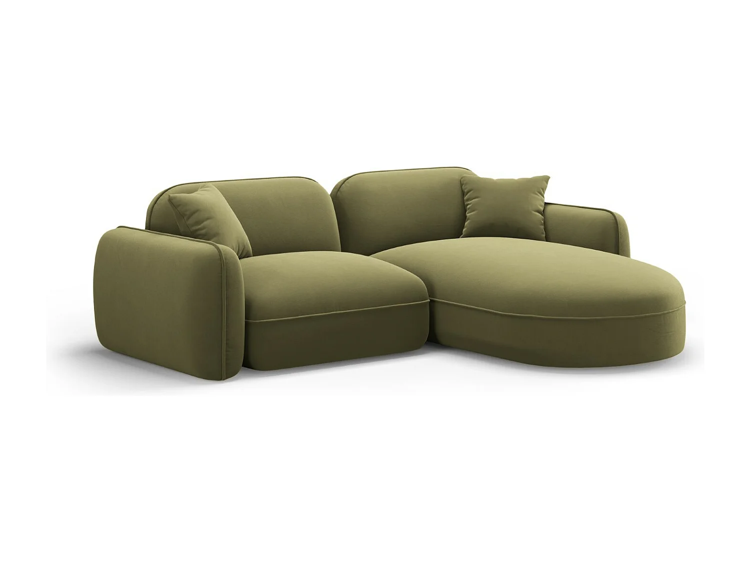 CXL by Christian Lacroix - Sofá modular de canto direito "Lucien" 3 lugares em veludo verde claro - 230x165x70cm