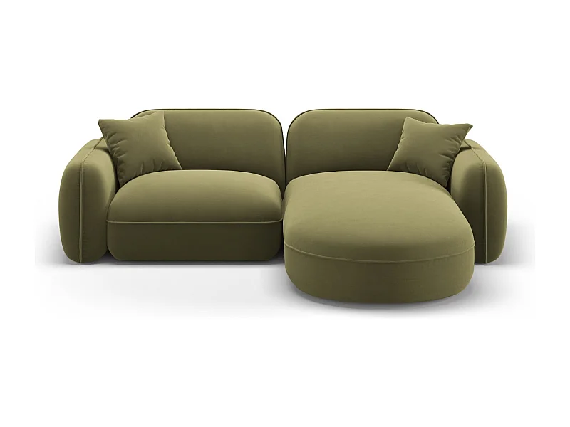 CXL by Christian Lacroix - Canapé d'angle droit modulable "Lucien" 3 places en velours vert clair - 230x165x70cm