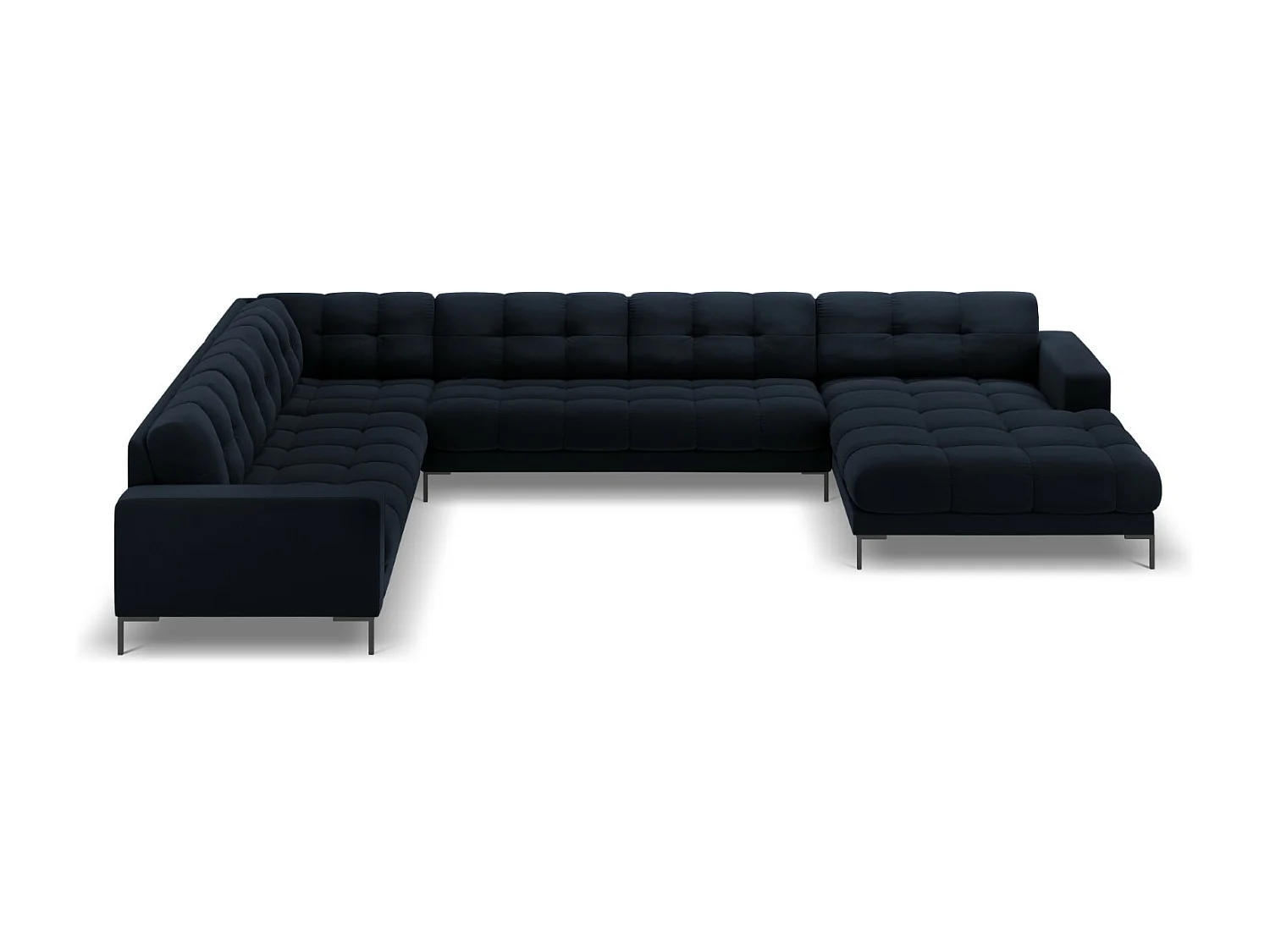 Cosmopolitan Design - Narożnik lewy panoramiczny, "Bali" 7 miejsc welur, niebieski ciemny - 327x256x75cm