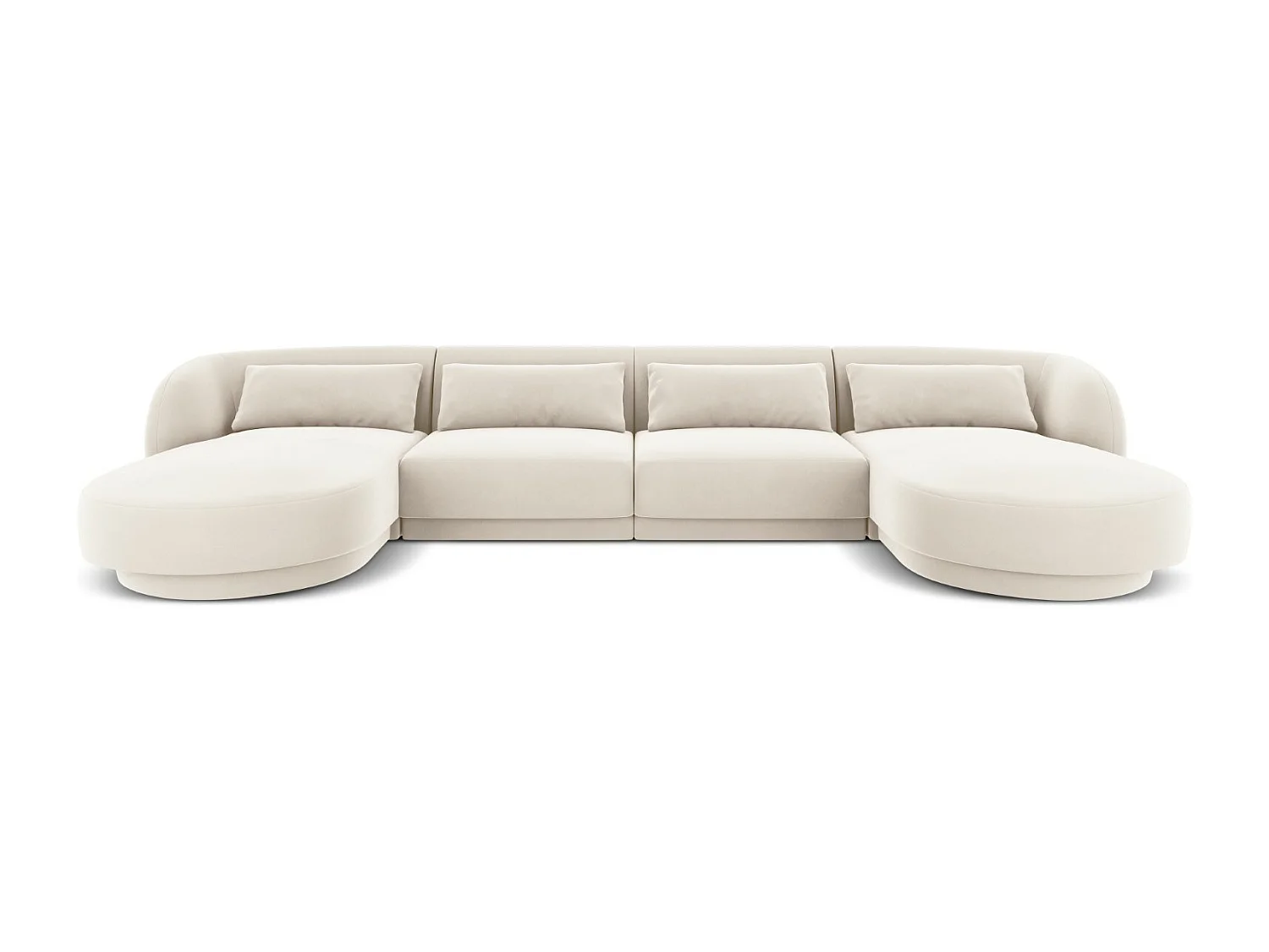 Cosmopolitan Design - Sofa panoramiczna, "Tulum" 5 miejsc welur, beż jasny - 330x156x70cm