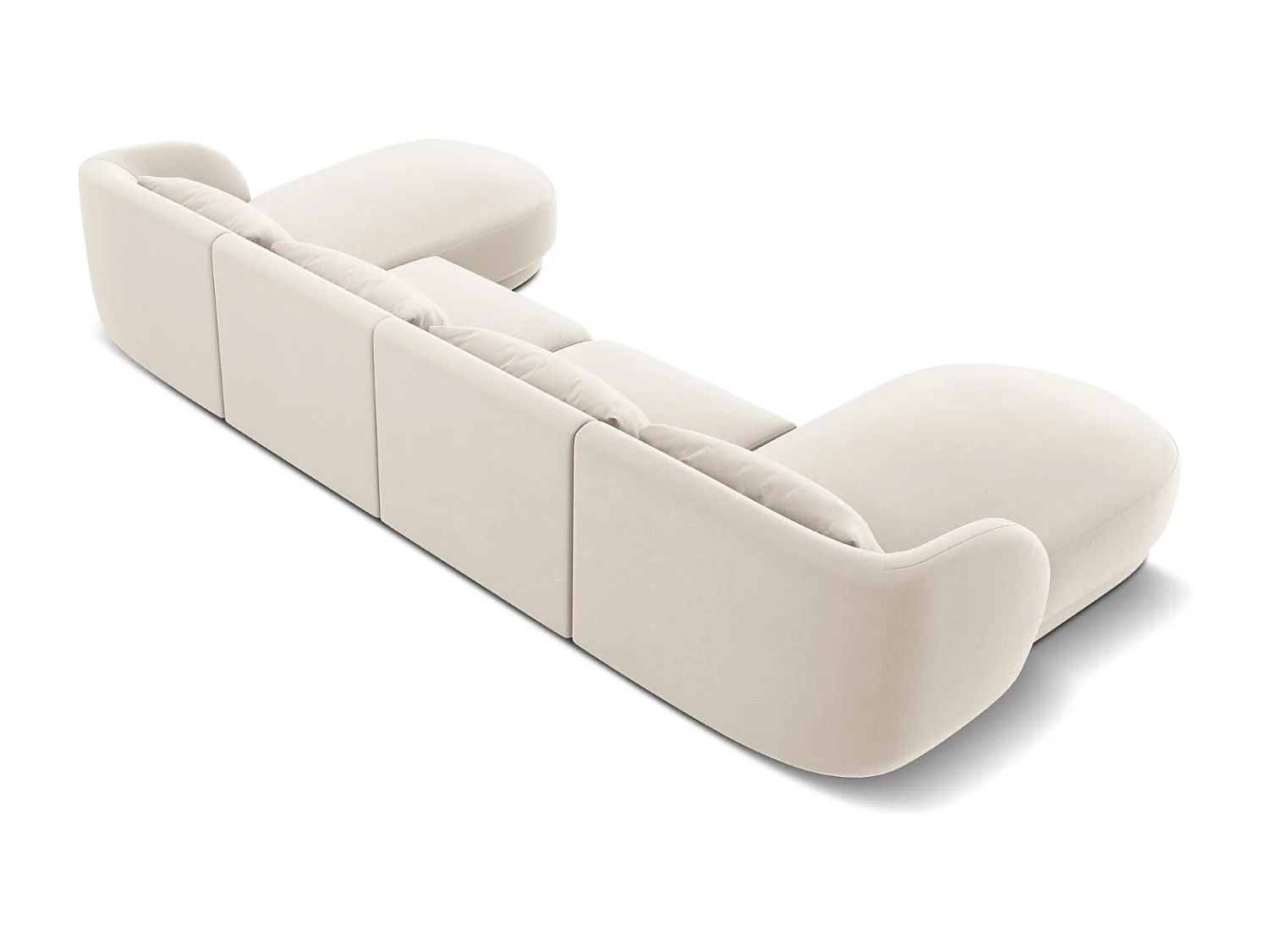 Cosmopolitan Design - Sofa panoramiczna, "Tulum" 5 miejsc welur, beż jasny - 330x156x70cm