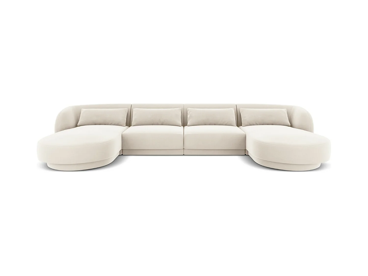 Cosmopolitan Design - Panoramische bank "Tulum" 5 zitplaatsen, Flueel, Lichtbeige - 330x156x70cm