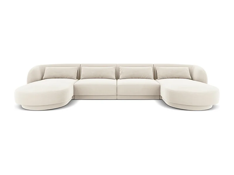 Cosmopolitan Design - 5-Sitzer Panoramasofa "Tulum" aus Samt leichtes beige - 330x156x70cm