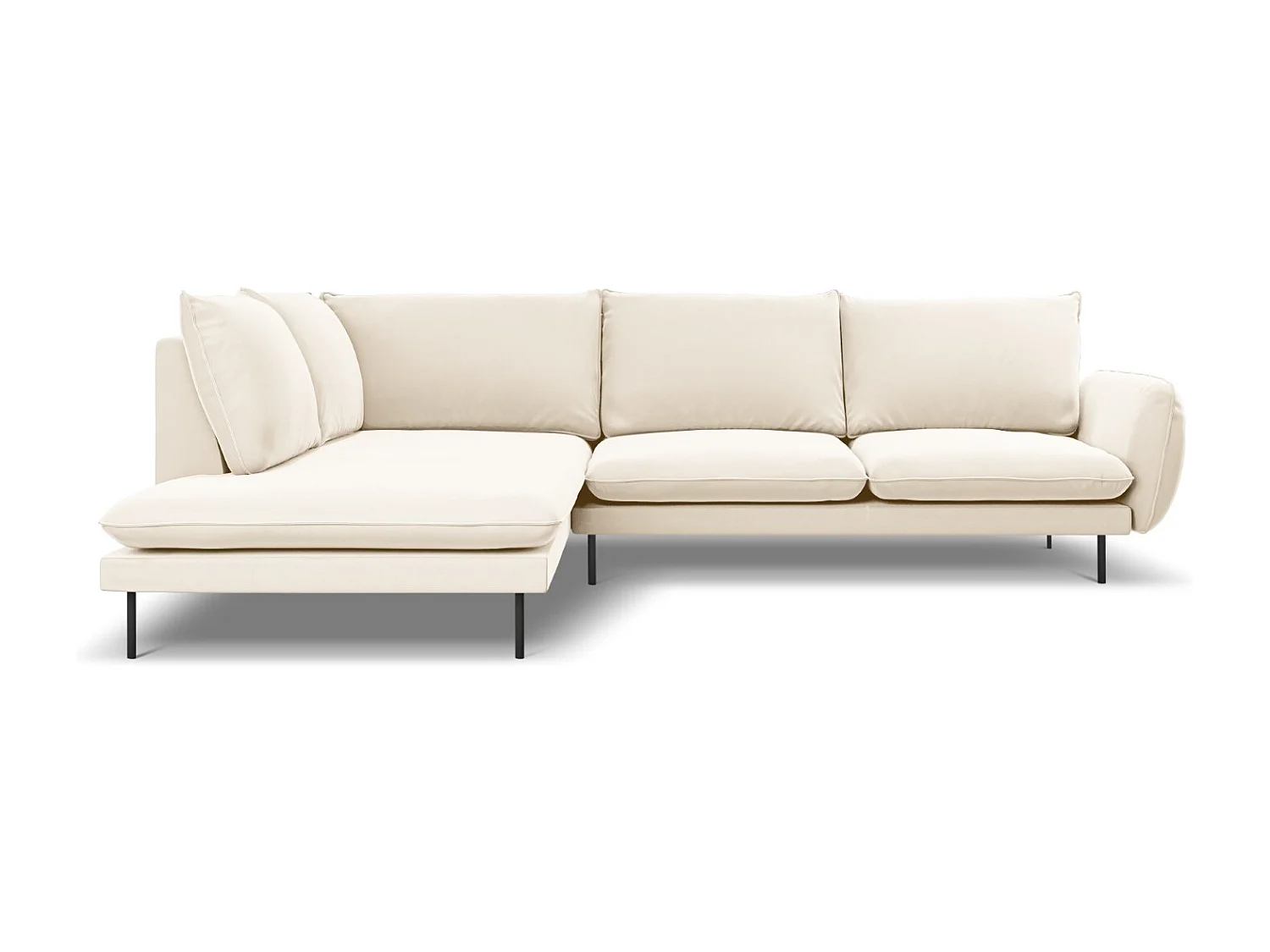 Cosmopolitan Design - 6-Sitzer Ecksofa links "Vienna" aus Samt leichtes beige - 275x185x95cm