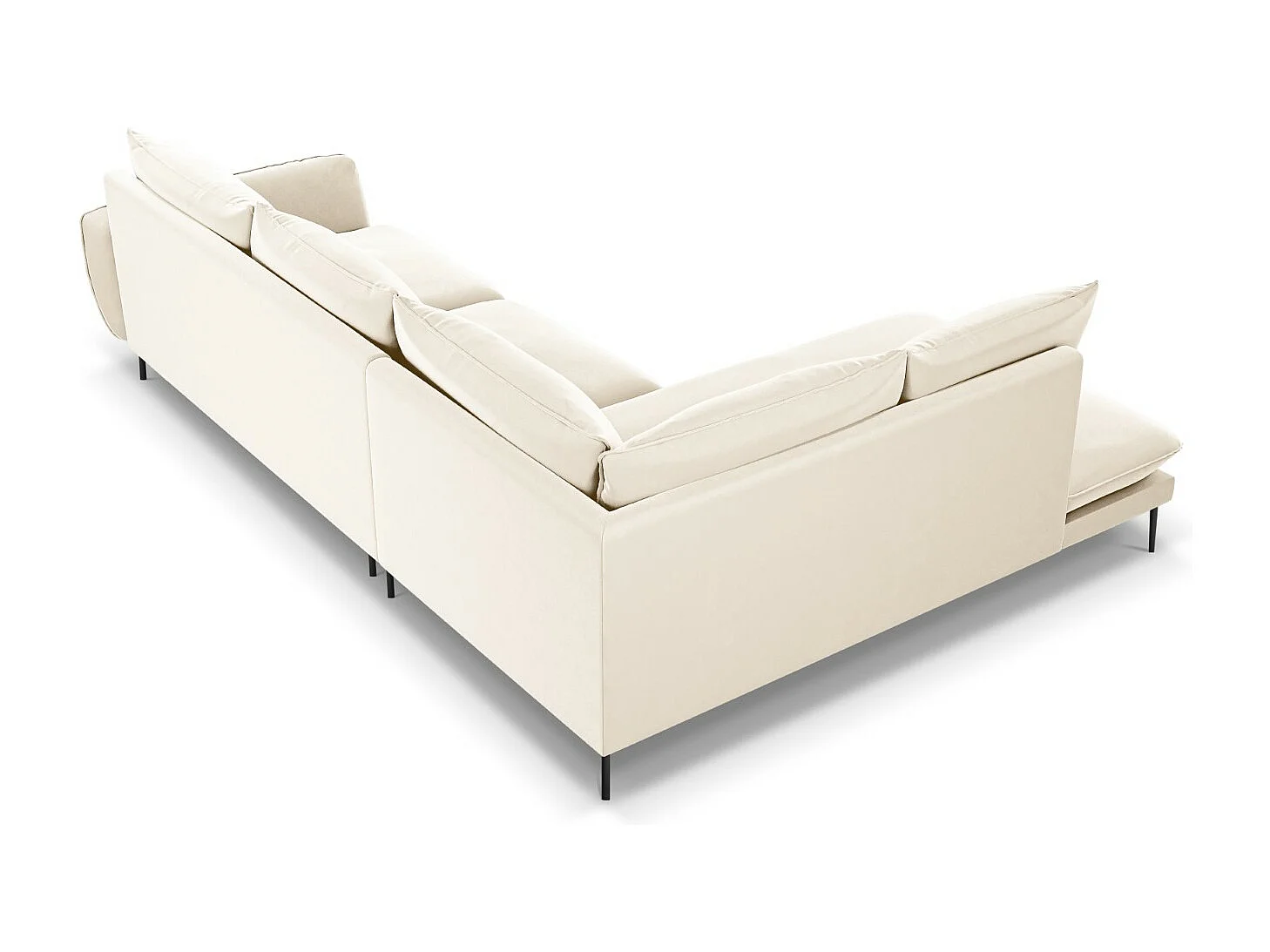 Cosmopolitan Design - Canapé d'angle gauche "Vienna" 6 places en velours beige clair - 275x185x95cm