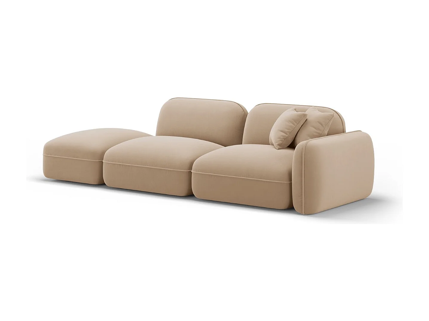 CXL by Christian Lacroix - Sofa modułowa bok lewy, "Lucien" 3 miejsca welur, piasek - 295x90x70cm