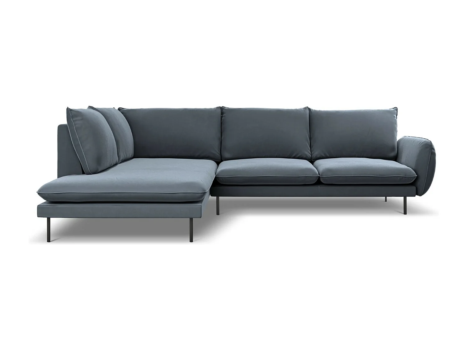 Cosmopolitan Design - Canapé d'angle gauche "Vienna" 6 places en velours bleu gris - 275x185x95cm