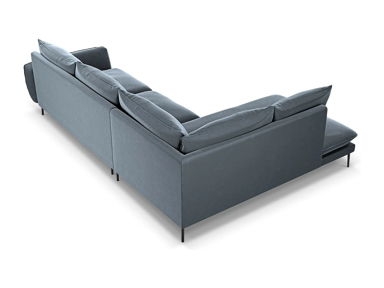 Cosmopolitan Design - Canapé d'angle gauche "Vienna" 6 places en velours bleu gris - 275x185x95cm