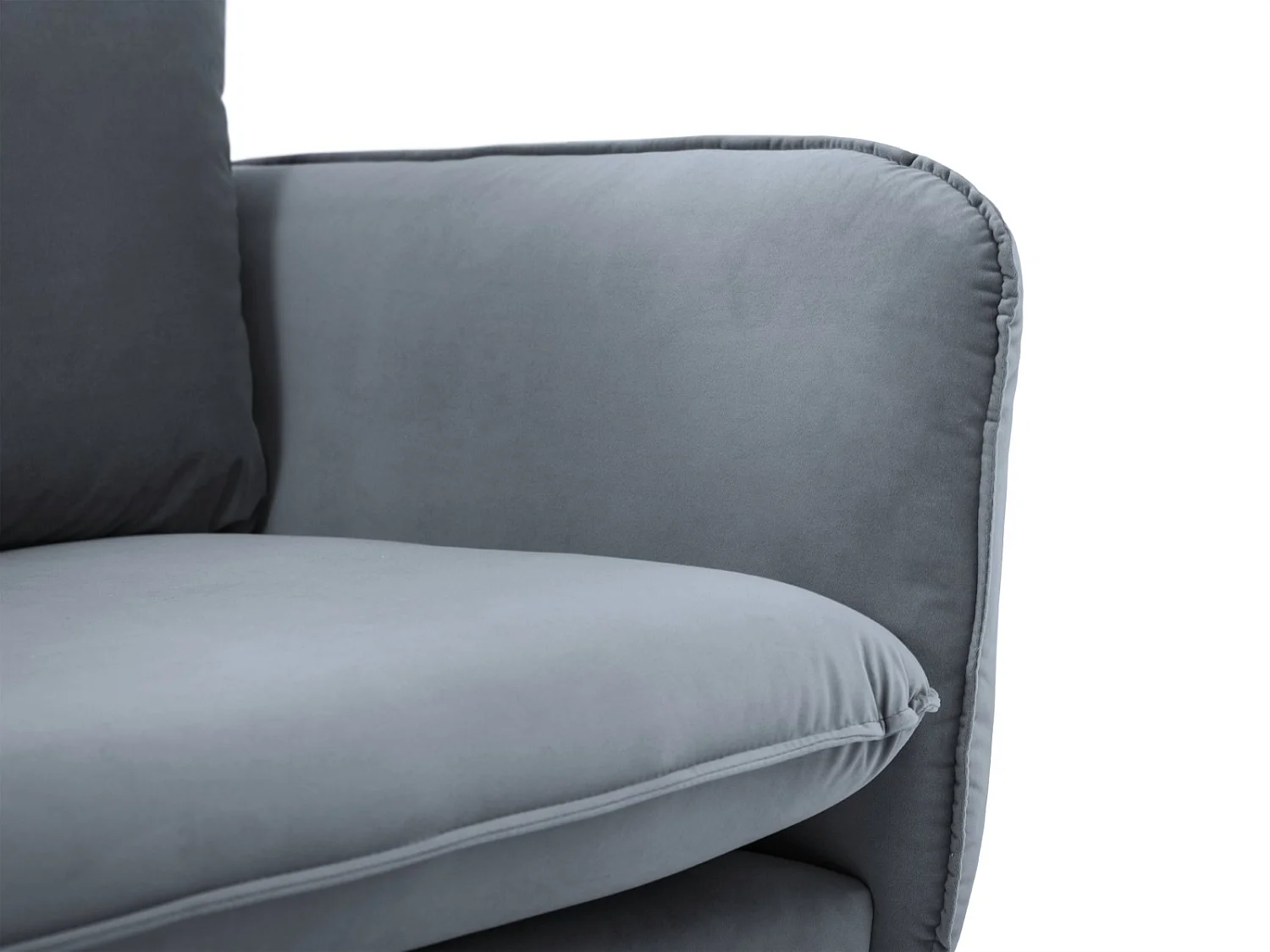 Cosmopolitan Design - Canapé d'angle gauche "Vienna" 6 places en velours bleu gris - 275x185x95cm