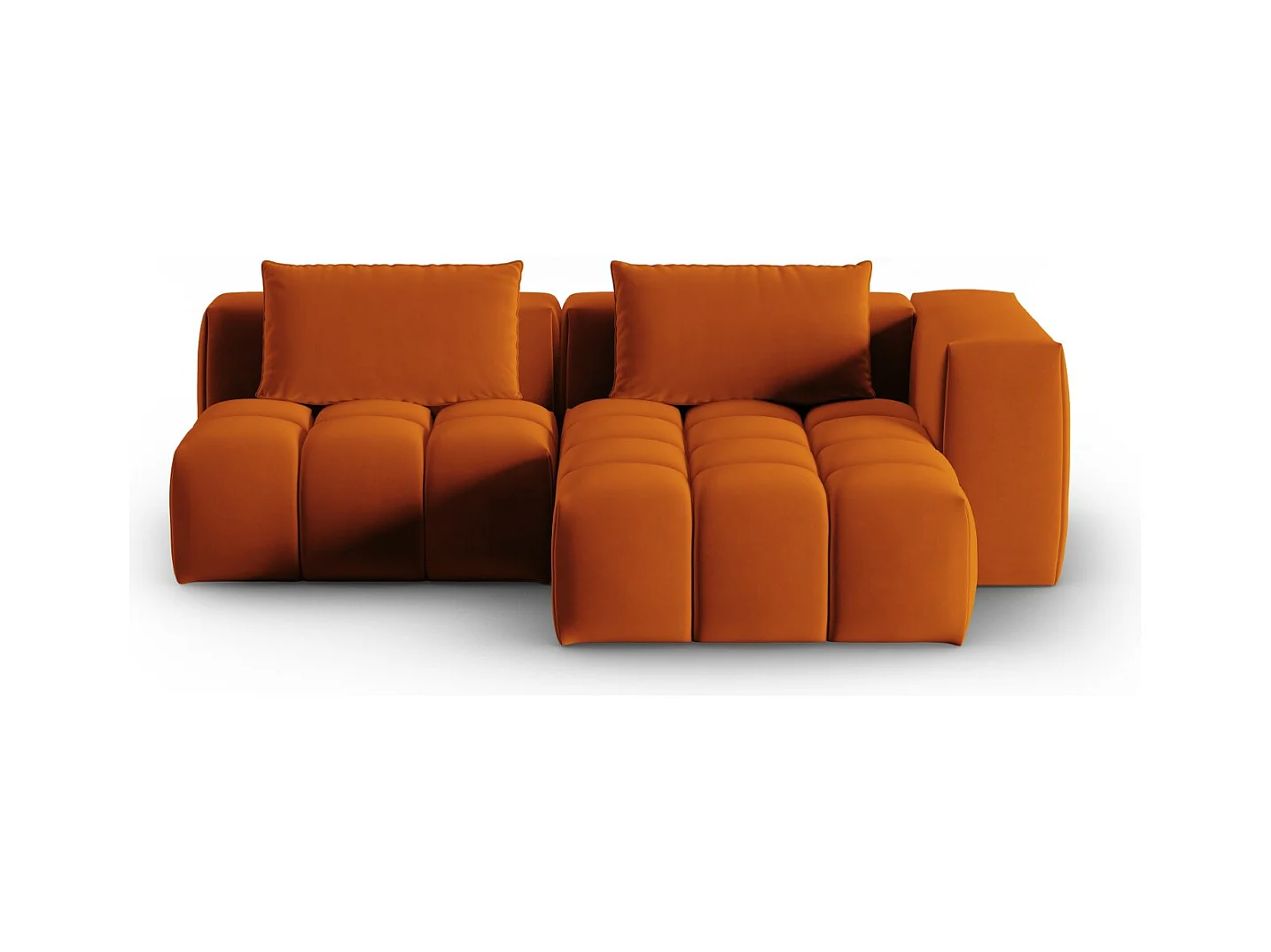 CXL by Christian Lacroix - Modulaire hoekbank rechts "Lorella" 3 zitplaatsen, Flueel, Terracotta - 205x145x70cm
