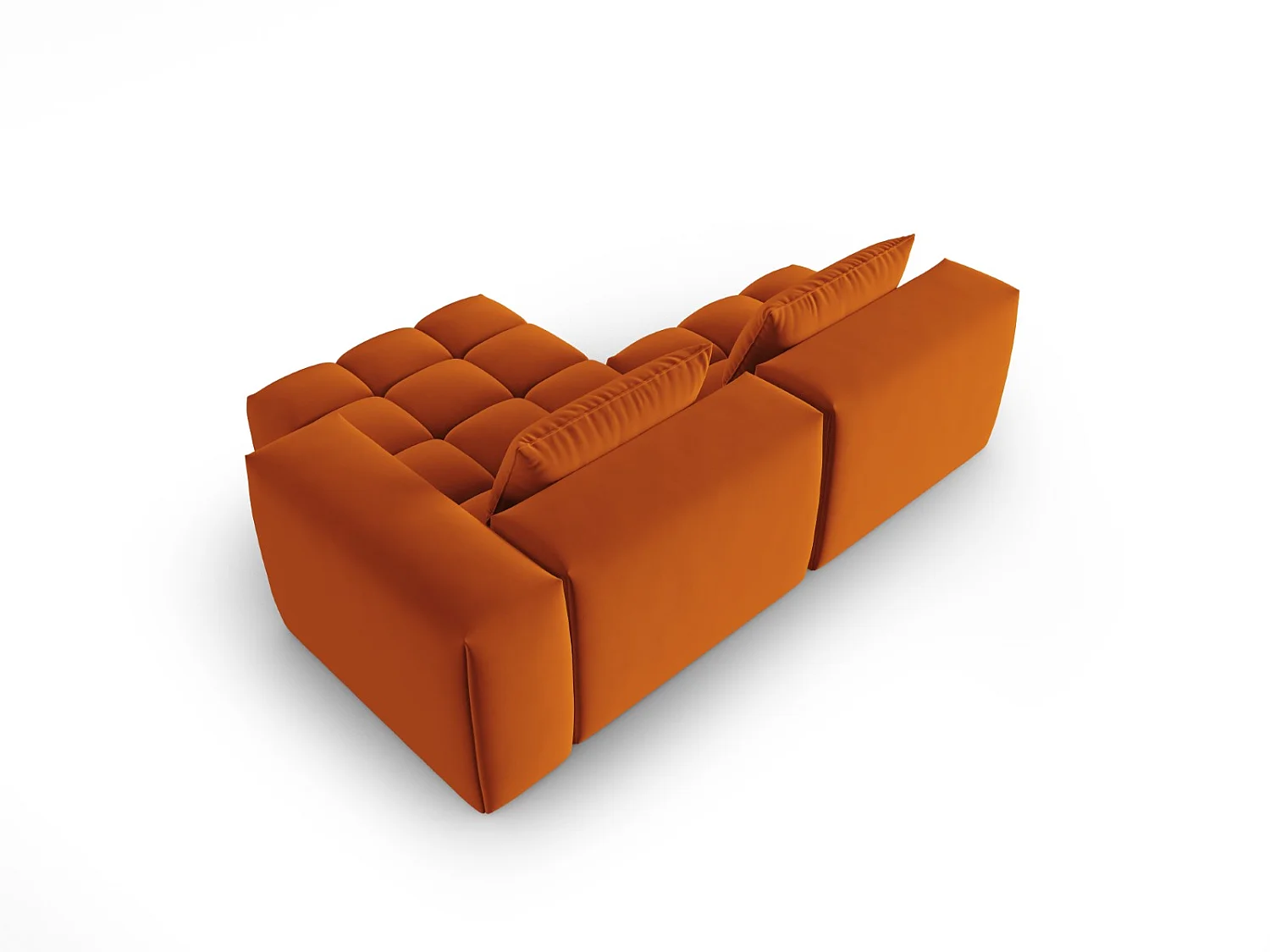 CXL by Christian Lacroix - Canapé d'angle droit modulable "Lorella" 3 places en velours terracotta - 205x145x70cm