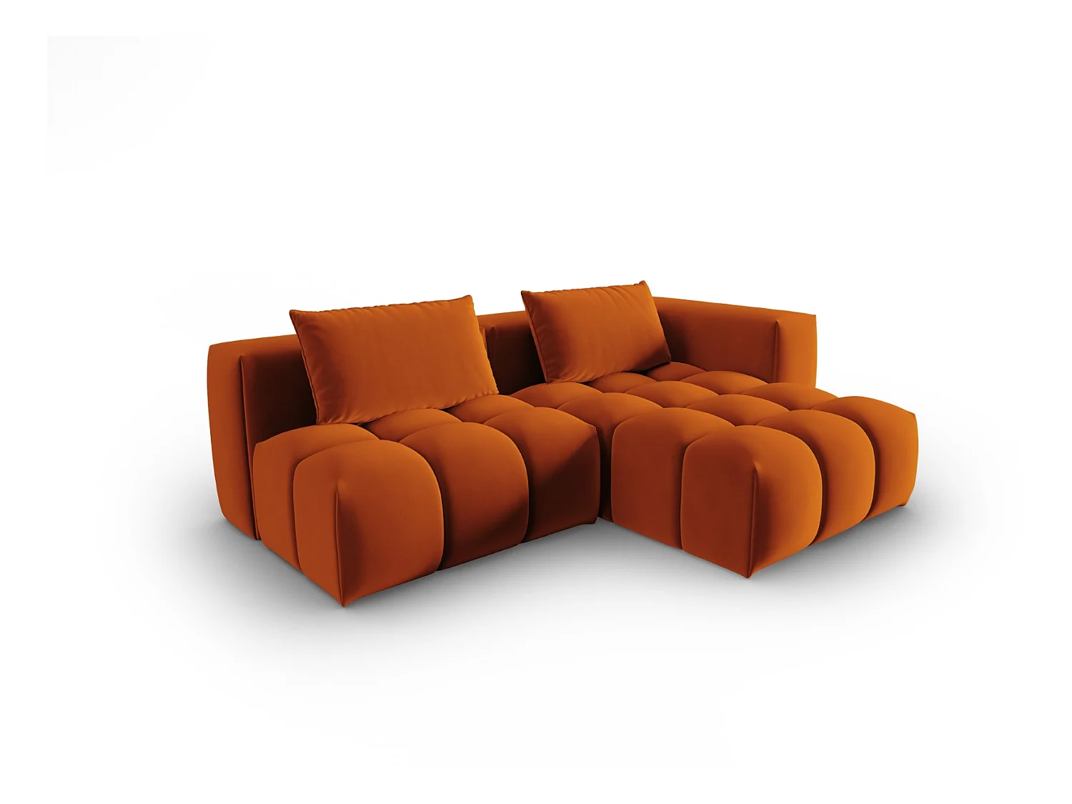 CXL by Christian Lacroix - Canapé d'angle droit modulable "Lorella" 3 places en velours terracotta - 205x145x70cm