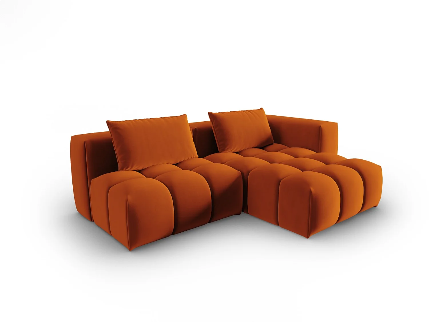 CXL by Christian Lacroix - Sofá modular de canto direito "Lorella" 3 lugares em veludo terracota - 205x145x70cm