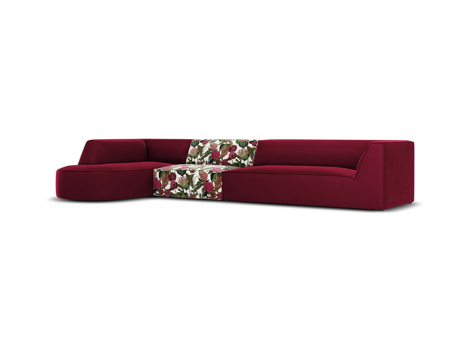 CXL by Christian Lacroix - 5-Sitzer Ecksofa links "Charles" Sitzer aus Samt rosengarten-motiv - 366x180x69cm
