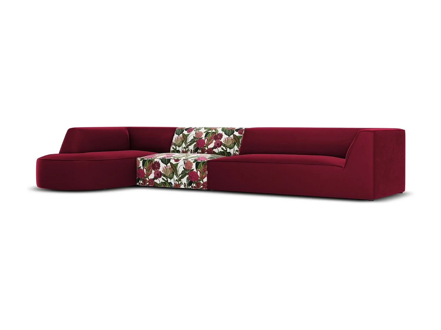 CXL by Christian Lacroix - 5-Sitzer Ecksofa links "Charles" Sitzer aus Samt rosengarten-motiv - 366x180x69cm
