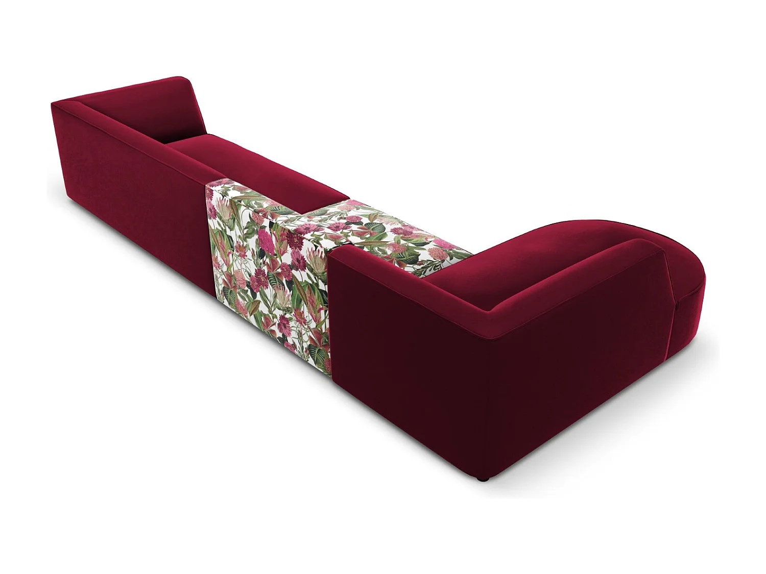 CXL by Christian Lacroix - 5-Sitzer Ecksofa links "Charles" Sitzer aus Samt rosengarten-motiv - 366x180x69cm