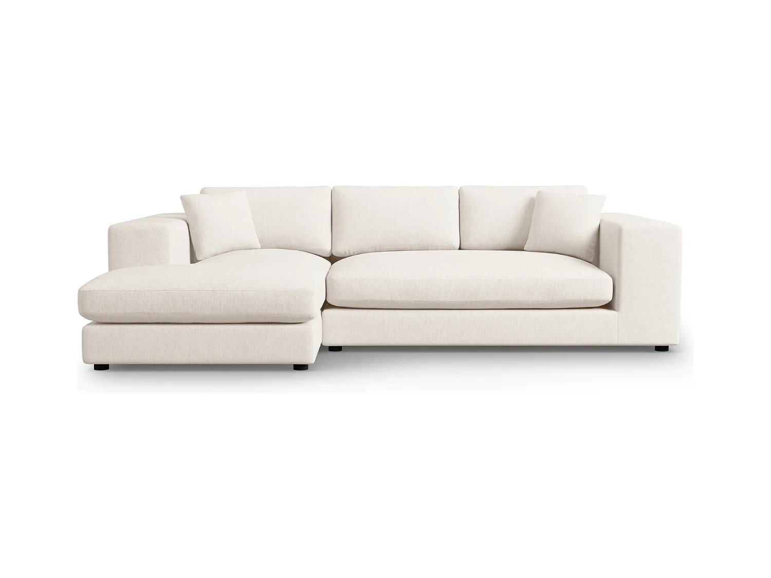 CXL by Christian Lacroix - Canapé d'angle gauche "Tendance" 5 places en tissu structurel blanc - 282x174x72cm