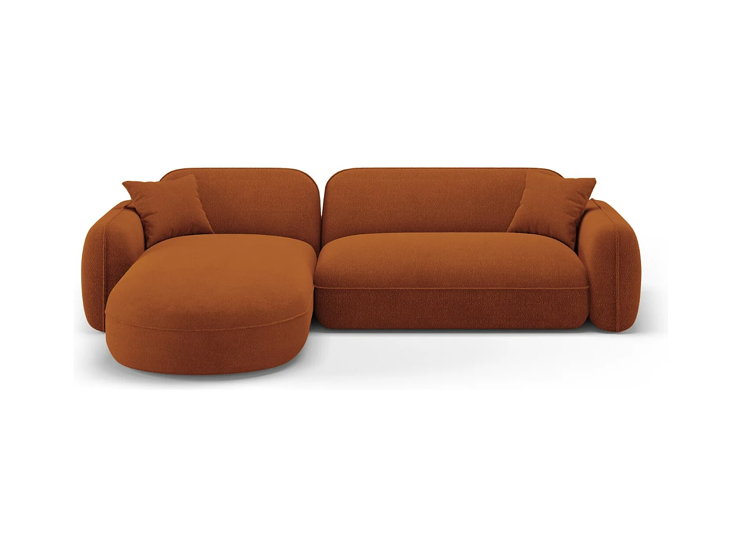 CXL by Christian Lacroix - Modulaire hoekbank links "Lucien" 4 zitplaatsen, Flueel, Terracotta - 275x165x70cm