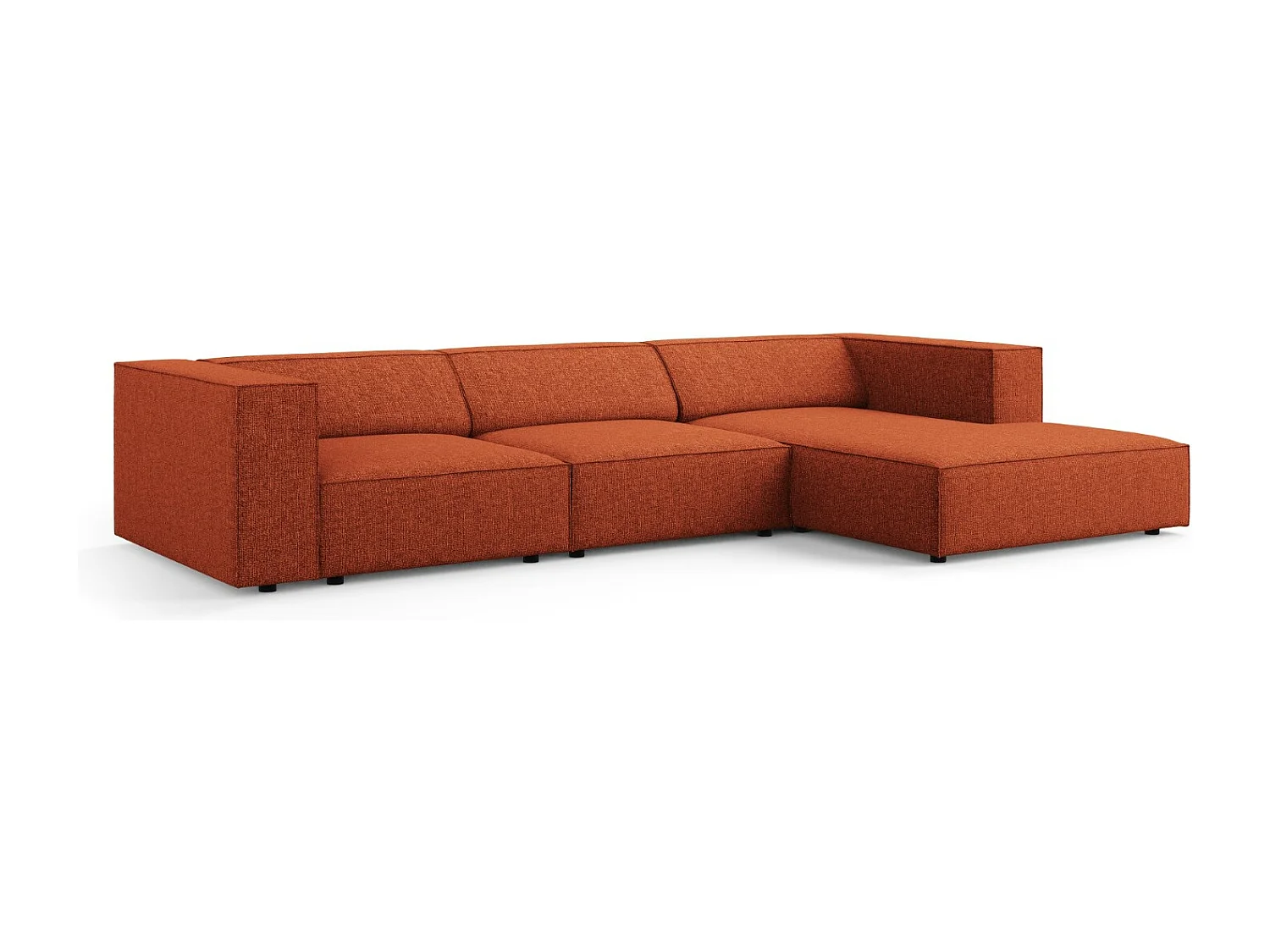 Cosmopolitan Design - 4-Sitzer Ecksofa rechts "Arendal" aus Chenille-Stoff terrakotta - 284x166x70cm