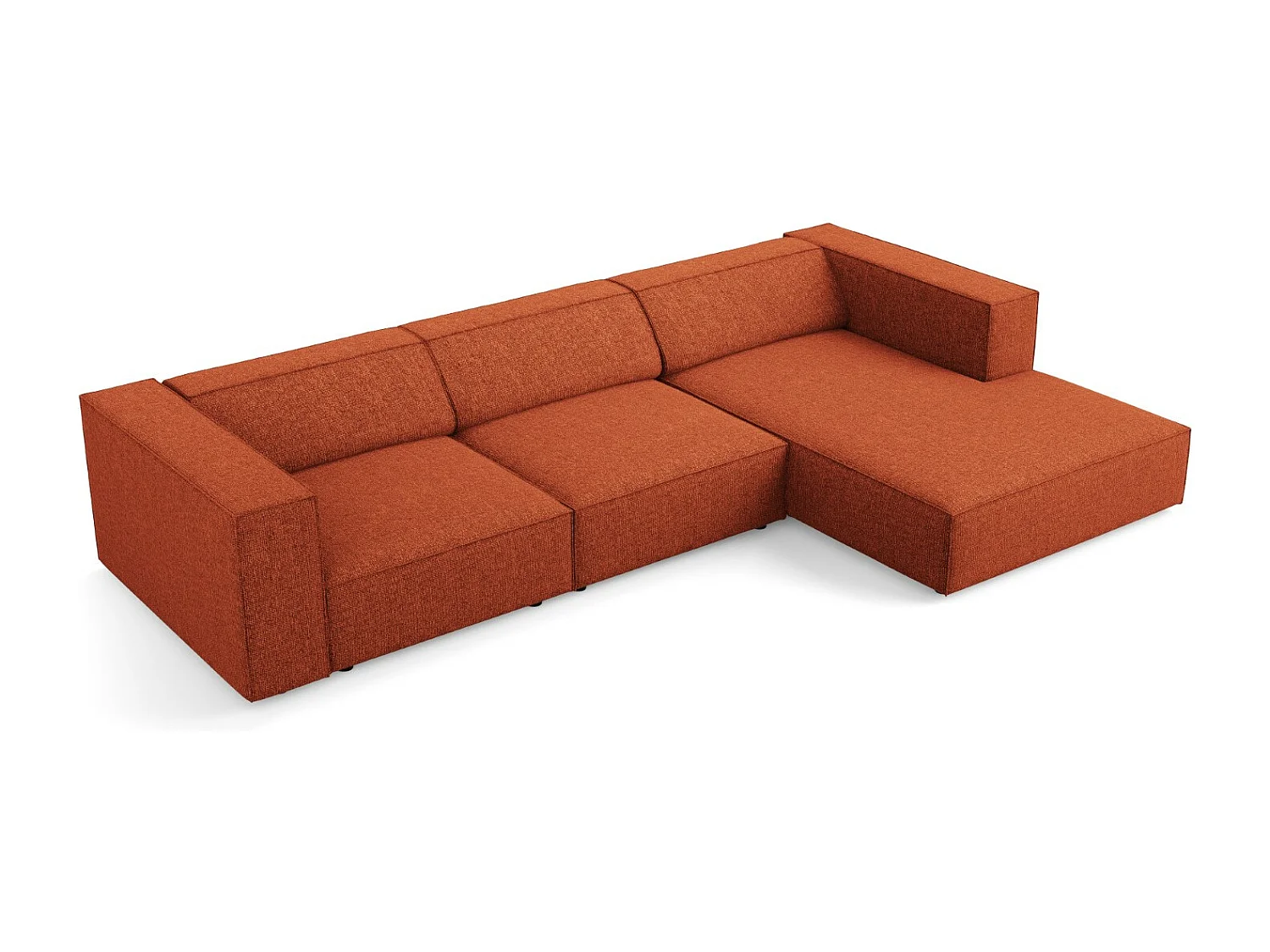 Cosmopolitan Design - 4-Sitzer Ecksofa rechts "Arendal" aus Chenille-Stoff terrakotta - 284x166x70cm