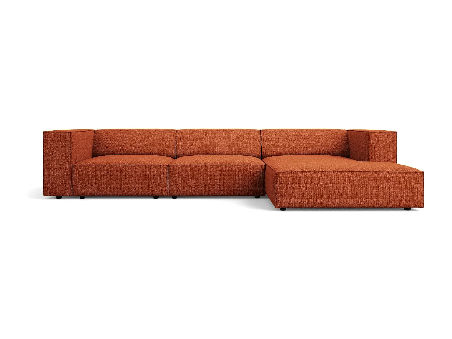 Cosmopolitan Design - Sofá de canto direito "Arendal" 4 lugares em tecido chenille terracota - 284x166x70cm