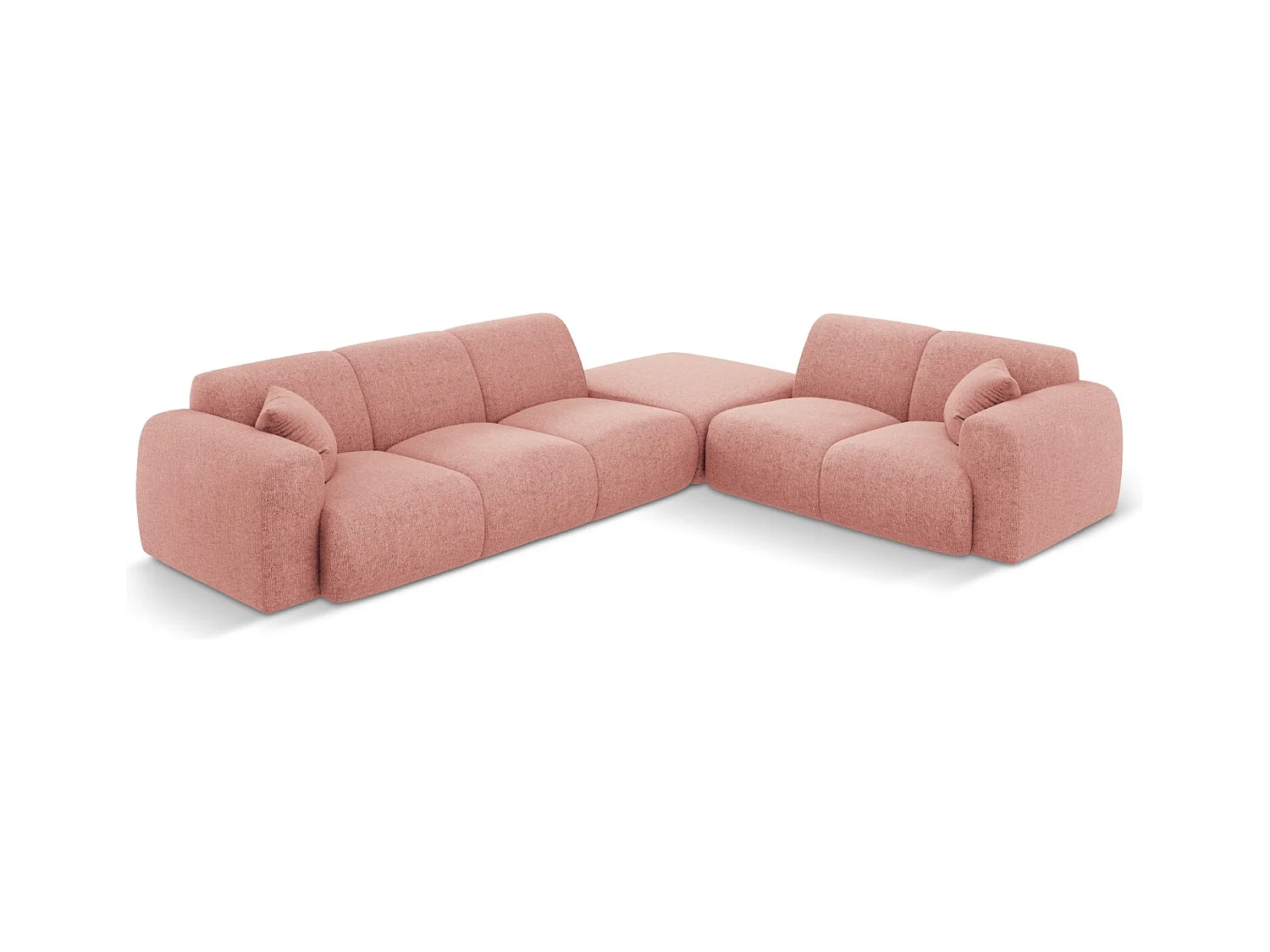 Cosmopolitan Design - Canapé d'angle droit "Nolio" 4 places en chenille rose - 315x250x72cm