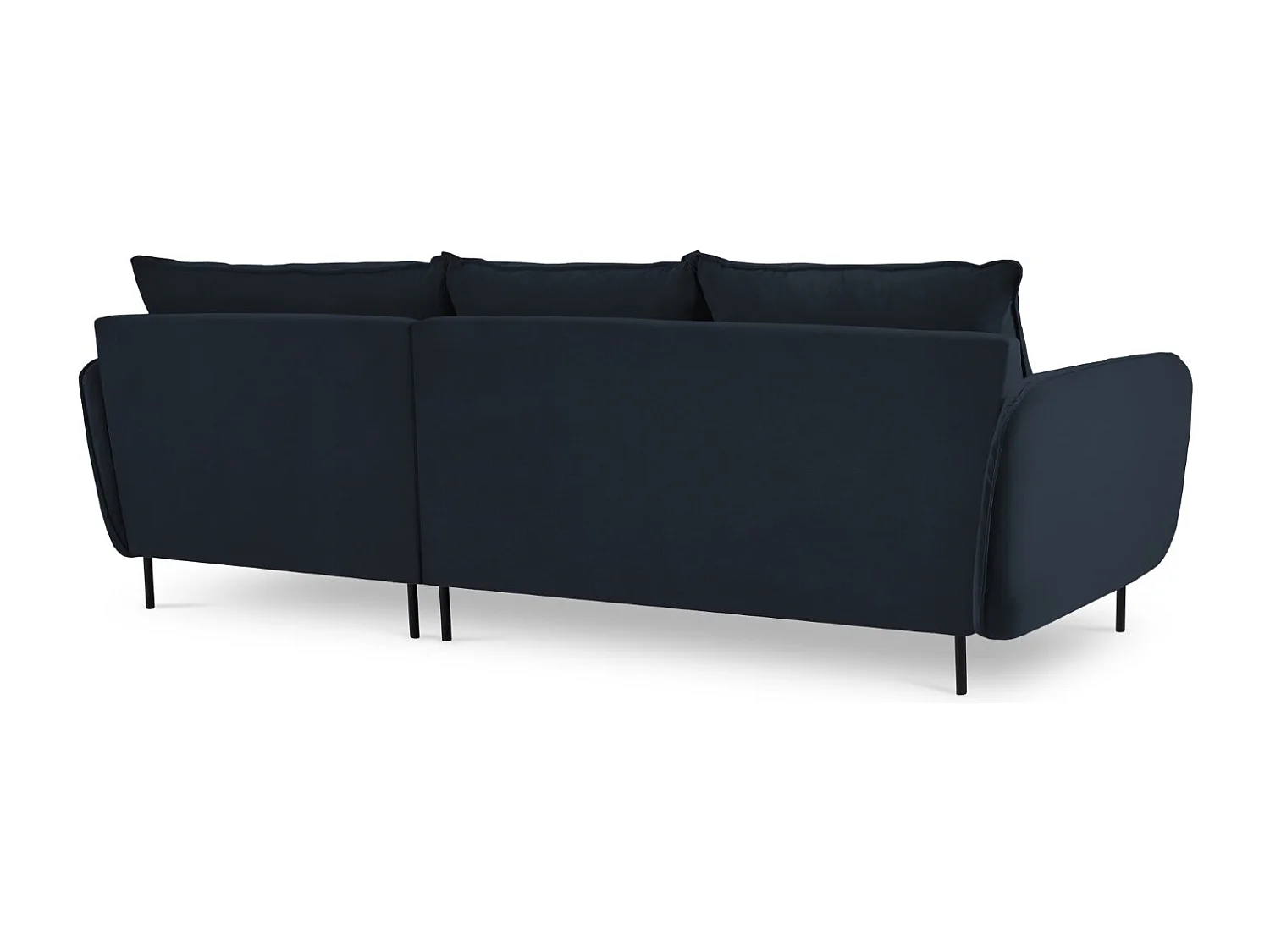 Cosmopolitan Design - Canapé d'angle droit "Vienna" 5 places en velours bleu foncé - 255x170x95cm