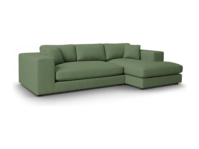 CXL by Christian Lacroix - Canapé d'angle droit "Tendance" 5 places en velours côtelé vert - 282x174x72cm