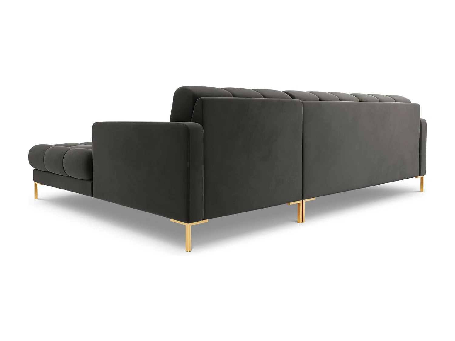 Cosmopolitan Design - 5-Sitzer Ecksofa rechts "Bali" aus Samt dunkelgrau - 293x185x75cm