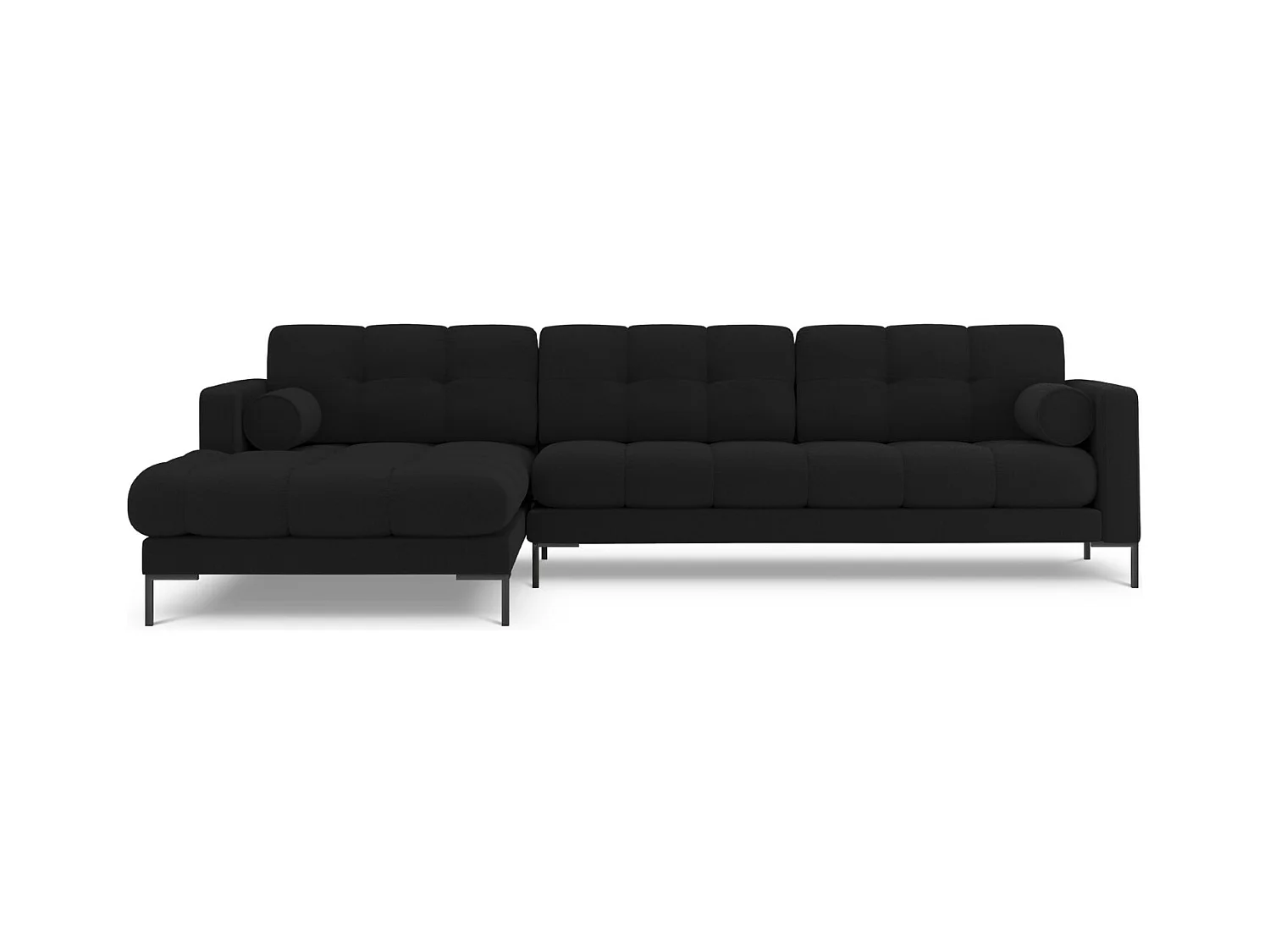 Cosmopolitan Design - Linker hoekbank "Bali" 5 zitplaatsen, Structurele stof, Zwart - 293x185x75cm