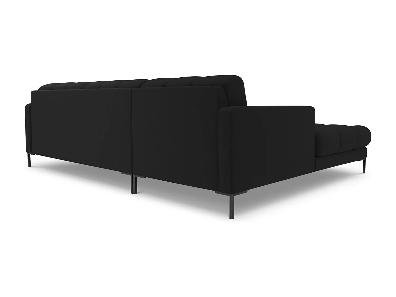 Cosmopolitan Design - Canapé d'angle gauche "Bali" 5 places en tissu structurel noir - 293x185x75cm