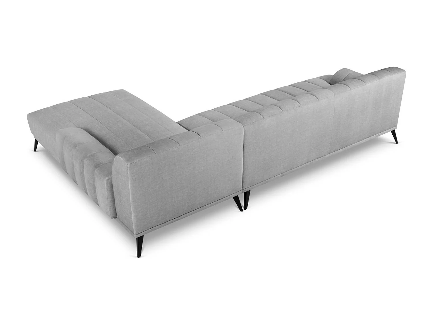 CXL by Christian Lacroix - Sofá esquinero derecho "Rita" 5 plazas de terciopelo gris claro - 289x185x77cm