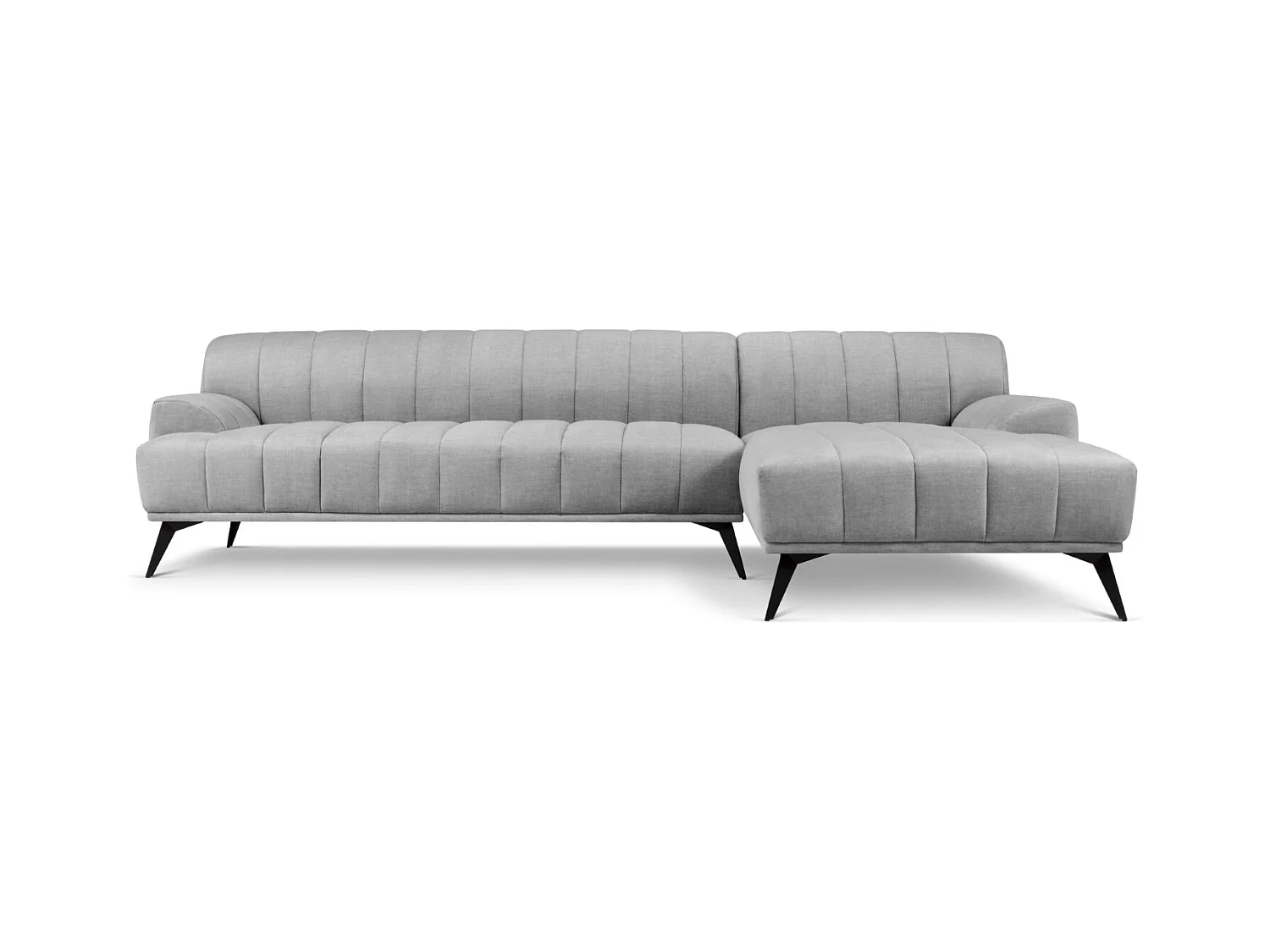 CXL by Christian Lacroix - Rechter hoekbank "Rita" 5 zitplaatsen, Flueel, Lichtgrijs - 289x185x77cm
