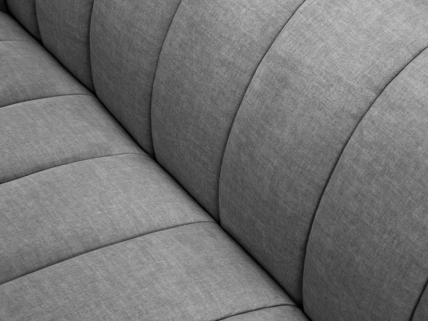 CXL by Christian Lacroix - Sofá de canto direito "Rita" 5 lugares em veludo cinza claro - 289x185x77cm