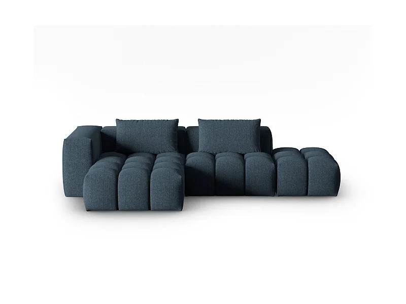 CXL by Christian Lacroix - Sofá modular de canto esquerdo "Lorella" 4 lugares em tecido estrutural azul escuro - 265x145x70cm