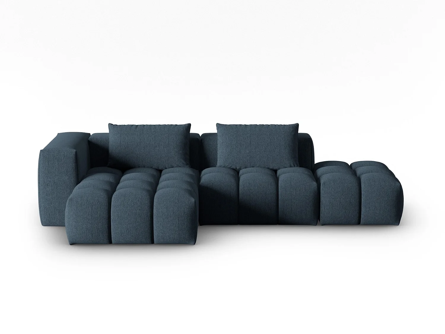 CXL by Christian Lacroix - Sofá esquinero modular izquierdo "Lorella" 4 plazas de tejido estructural azul oscuro - 265x145x70cm