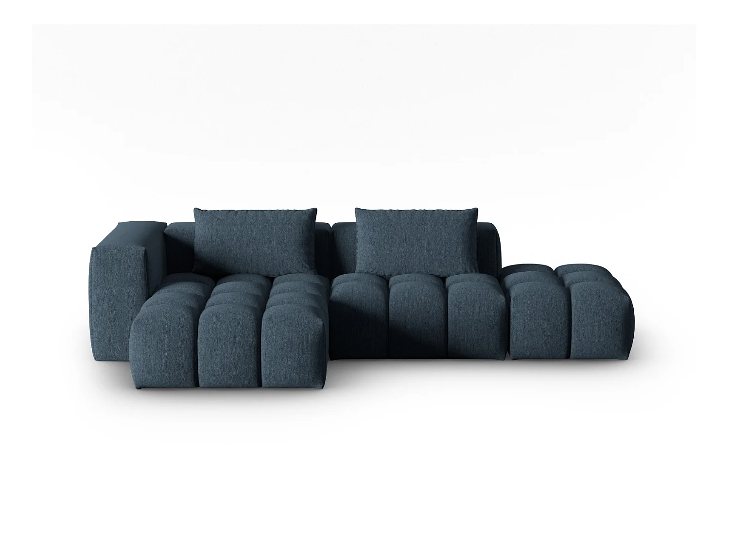 CXL by Christian Lacroix - Canapé d'angle gauche modulable "Lorella" 4 places en tissu structurel bleu foncé - 265x145x70cm