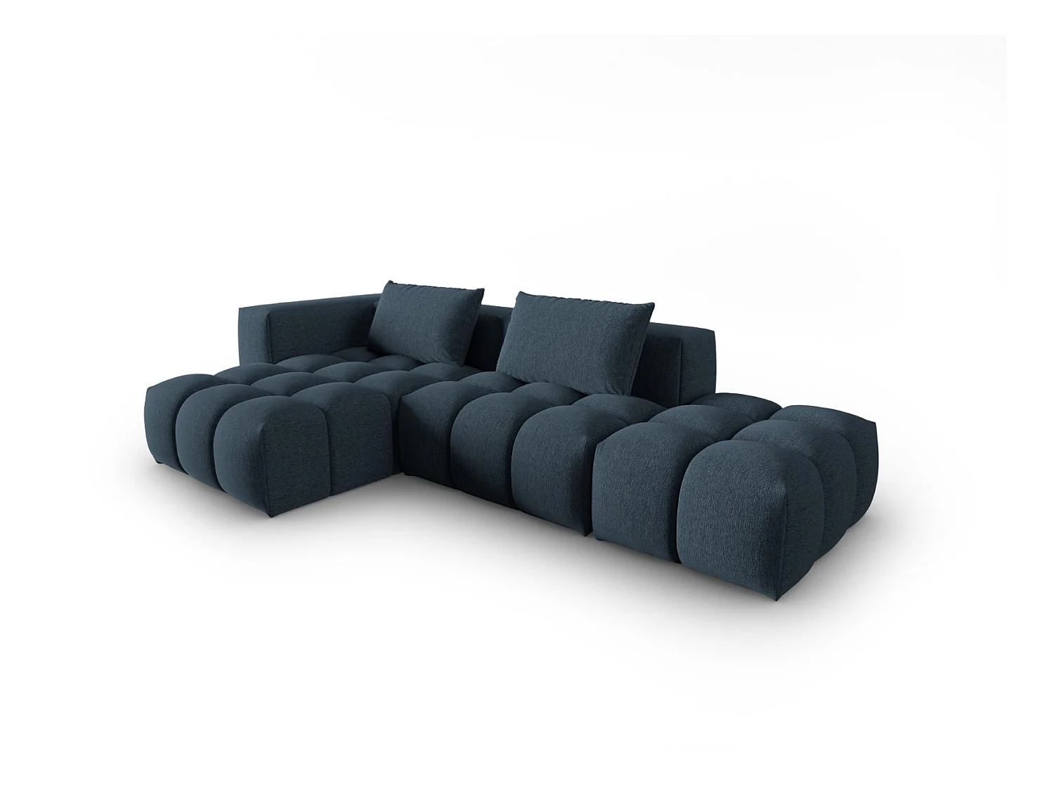 CXL by Christian Lacroix - Canapé d'angle gauche modulable "Lorella" 4 places en tissu structurel bleu foncé - 265x145x70cm