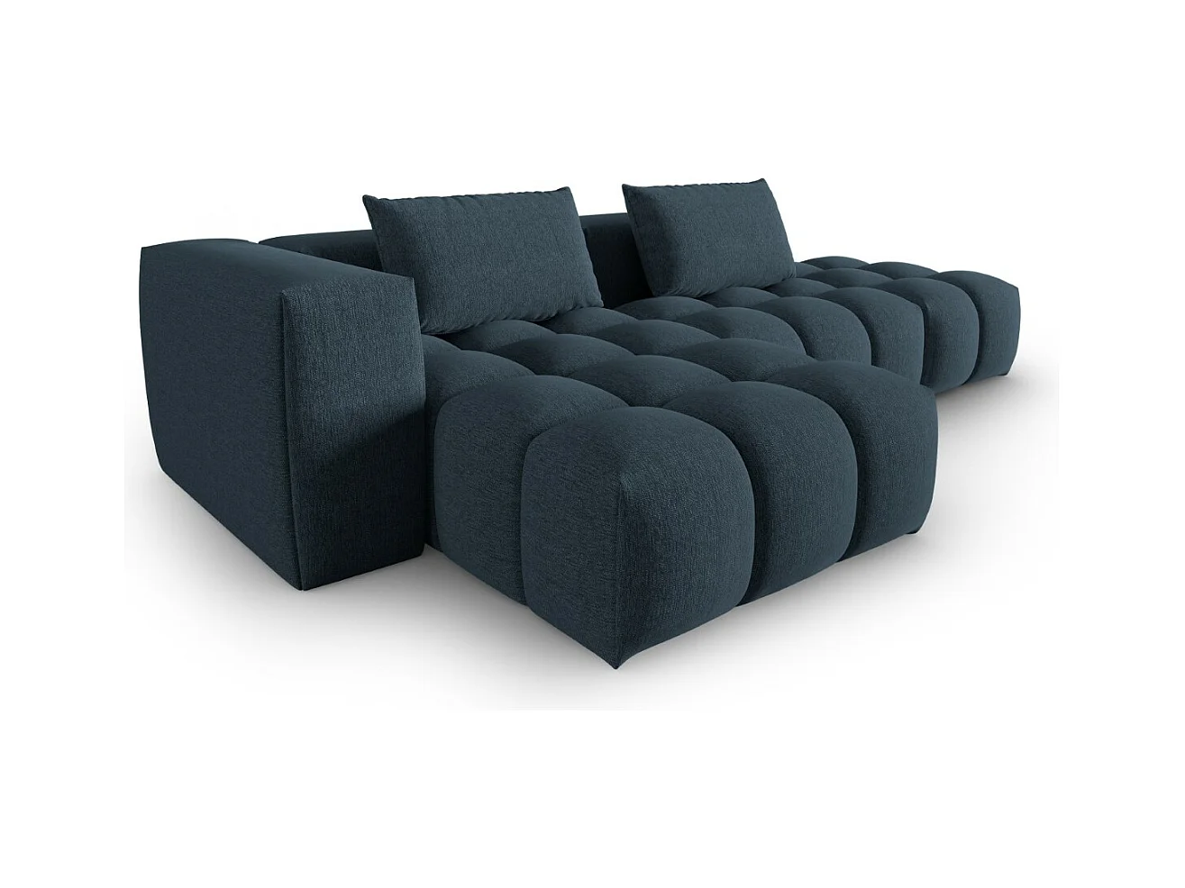 CXL by Christian Lacroix - Canapé d'angle gauche modulable "Lorella" 4 places en tissu structurel bleu foncé - 265x145x70cm