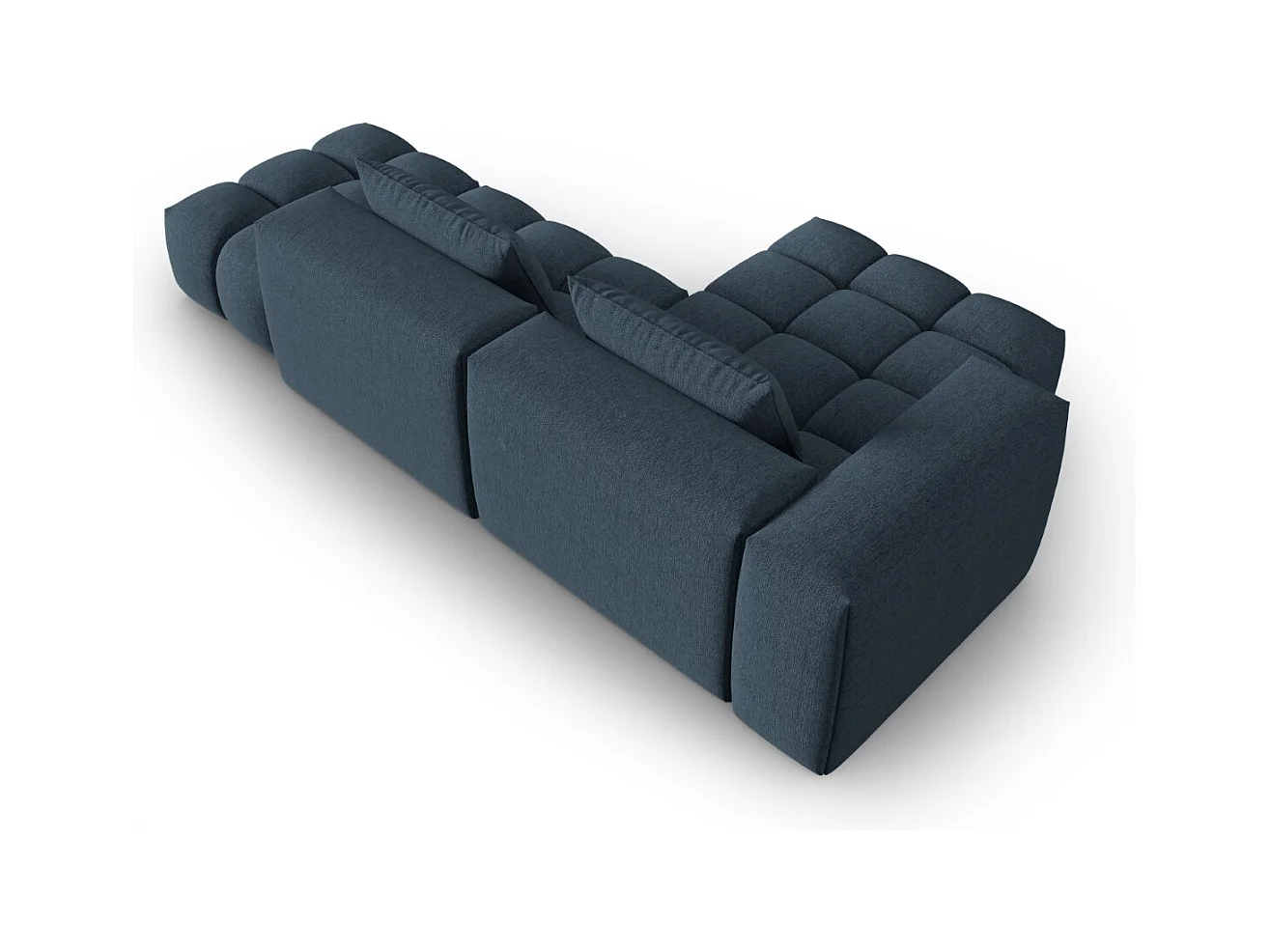 CXL by Christian Lacroix - Canapé d'angle gauche modulable "Lorella" 4 places en tissu structurel bleu foncé - 265x145x70cm
